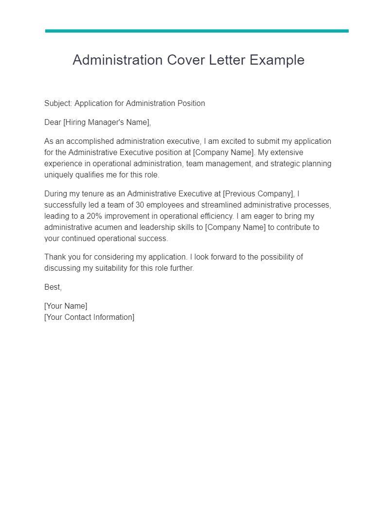 cover letter for executive summary