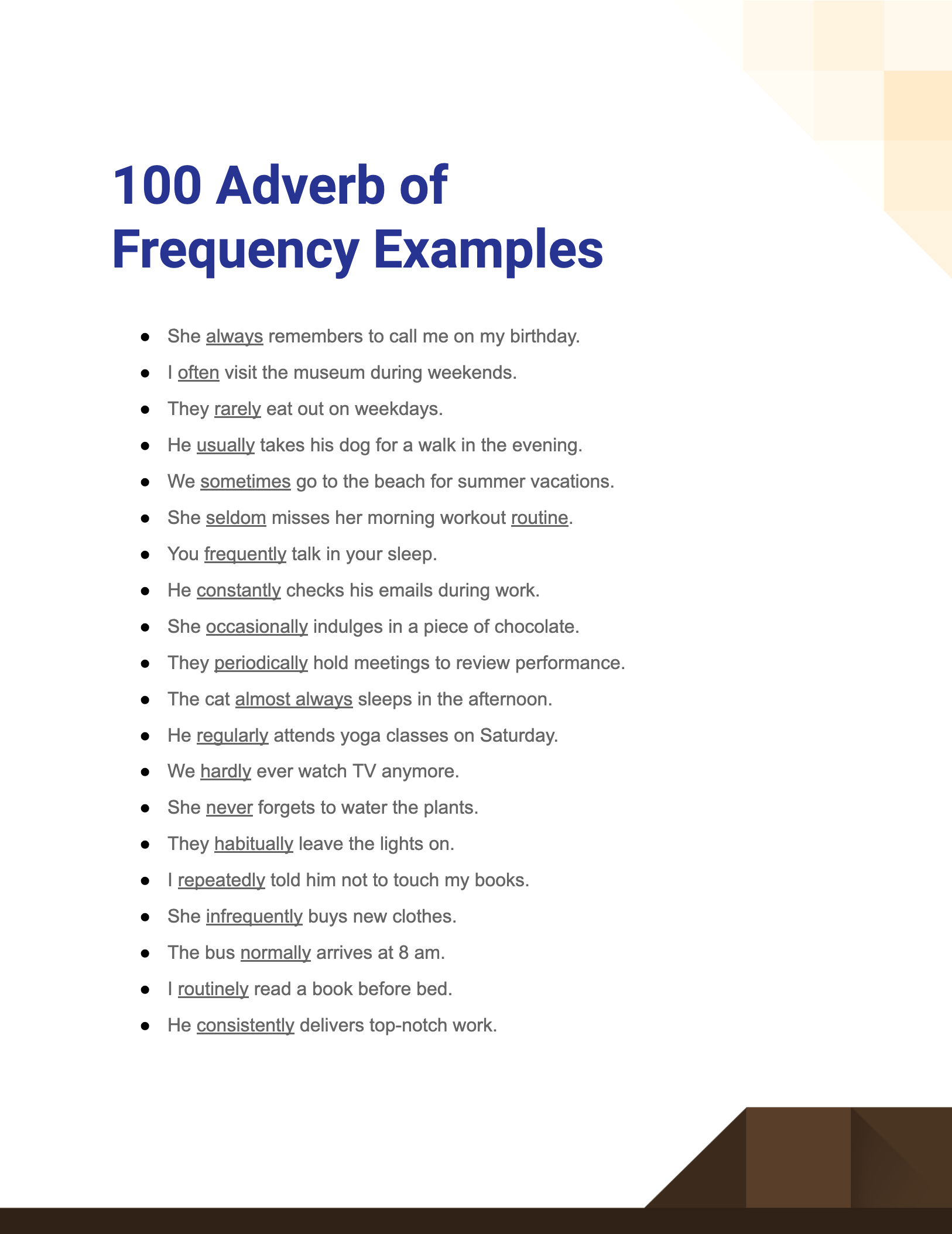 adverb of frequency examples