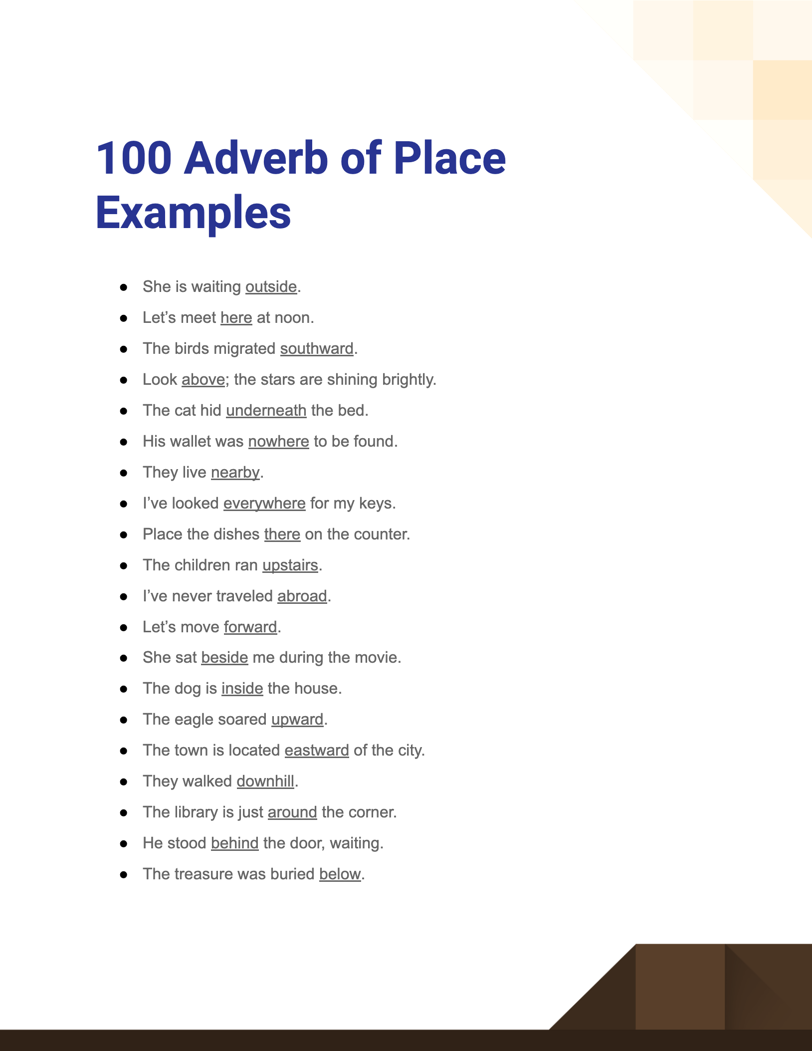 adverb of place examples