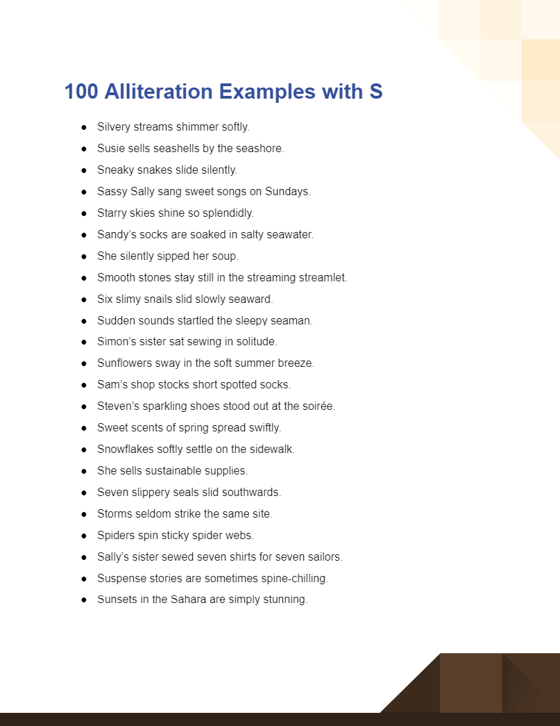 Alliteration with S 99+ Examples, How to Write, PDF, Tips
