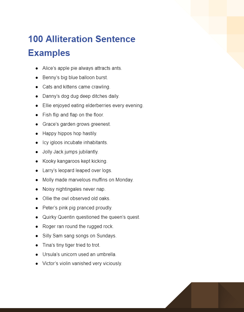 alliteration sentence examples