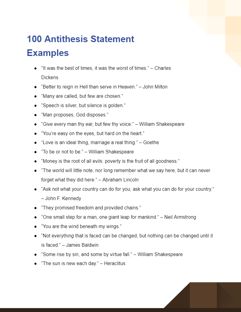 antithesis thesis statement examples