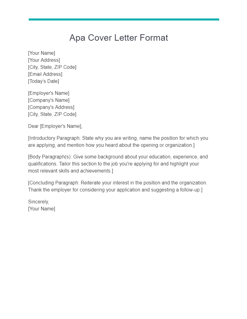 apa cover letter format