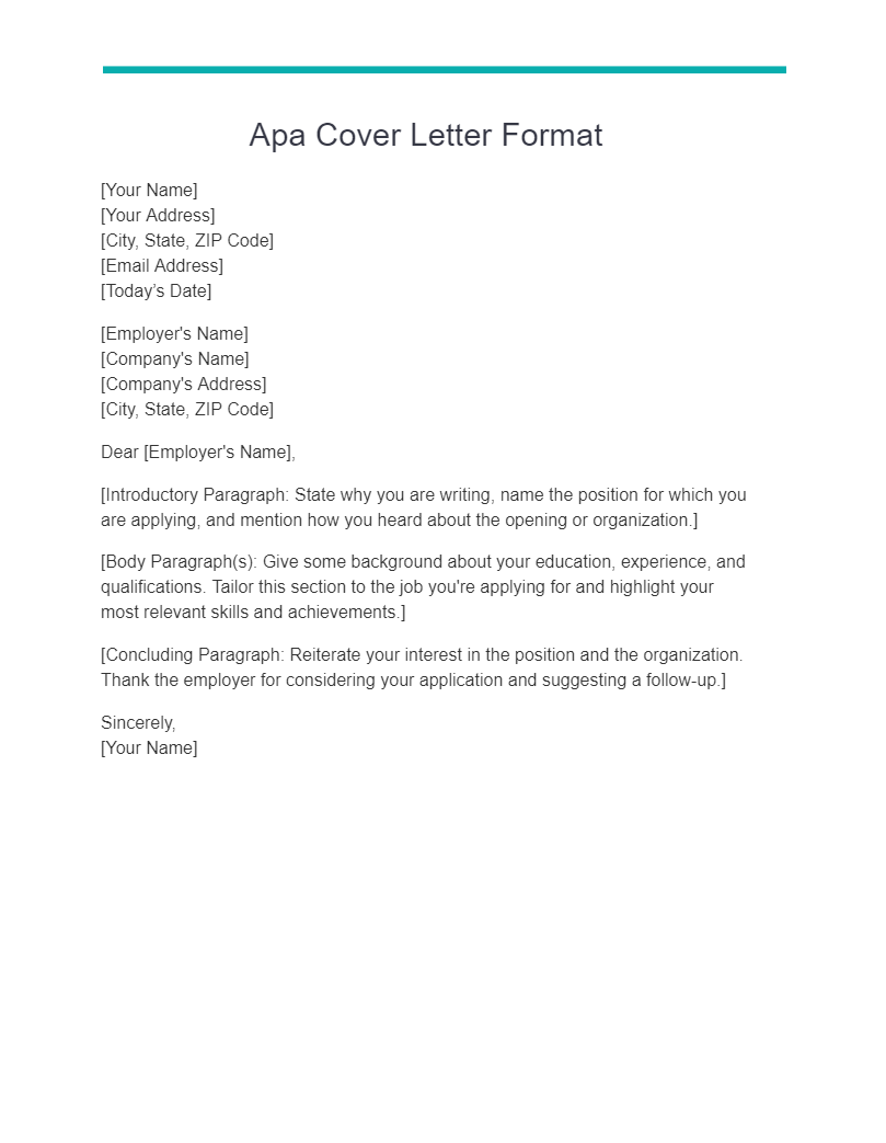 apa format cover letter