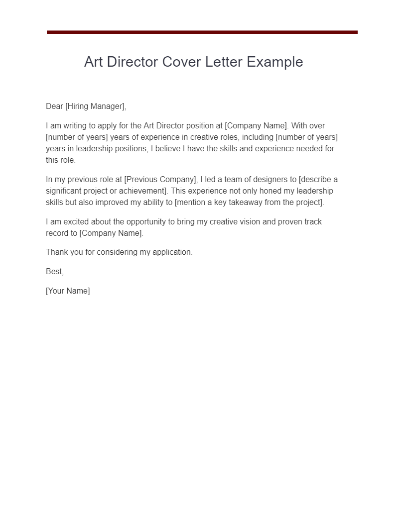 art director cover letter example