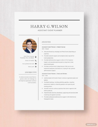 Assistant Event Planner Resume Template