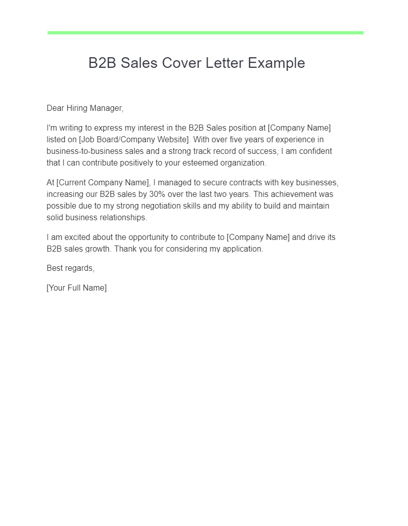 b2b sales cover letter example
