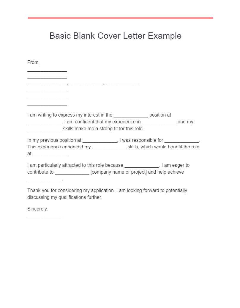 basic blank cover letter example