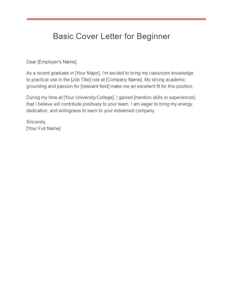 basic cover letter for beginner