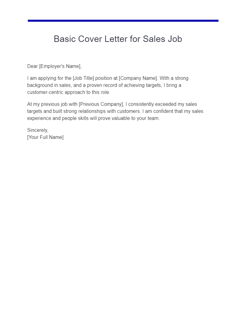 basic cover letter for employment