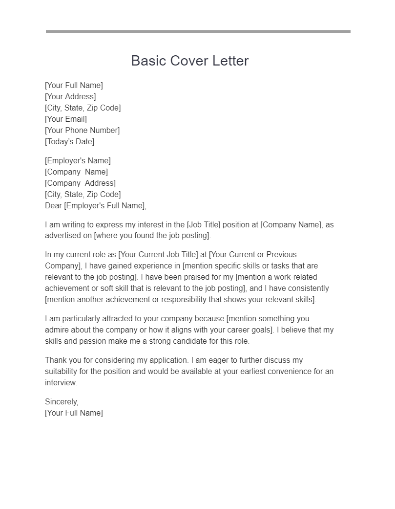 17+ Basic Cover Letter Examples, How to Use Guide | Examples