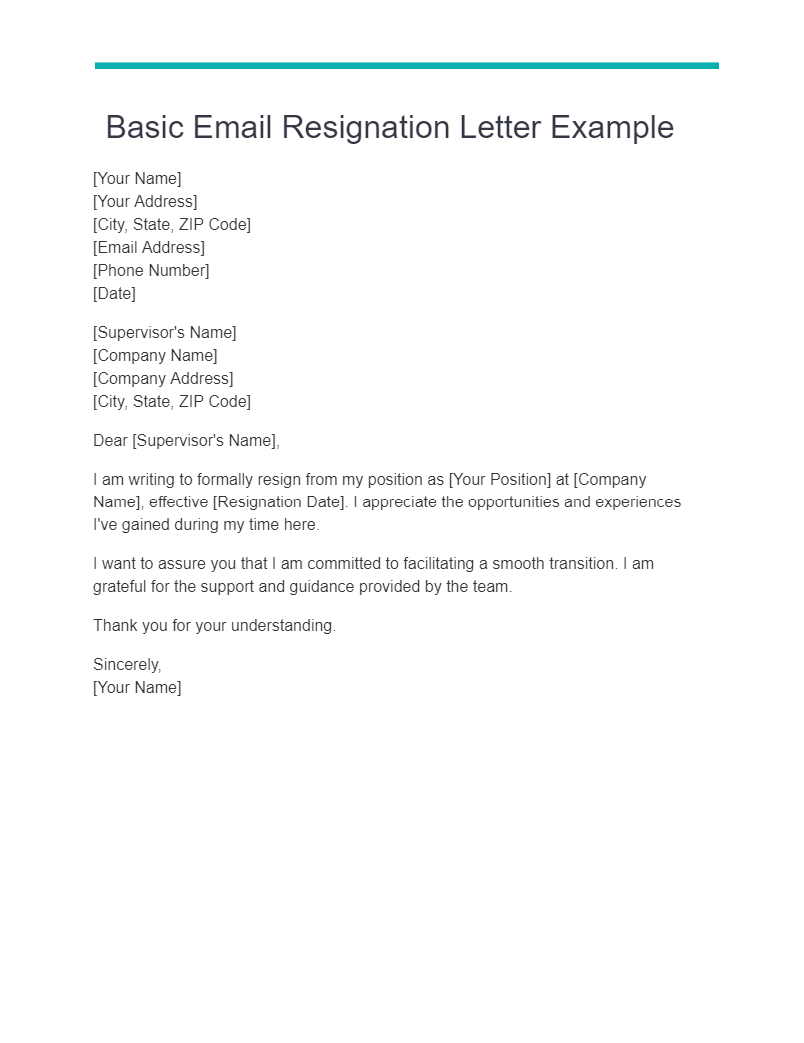 19 Basic Resignation Letter Examples How To Write Tips Examples 5187