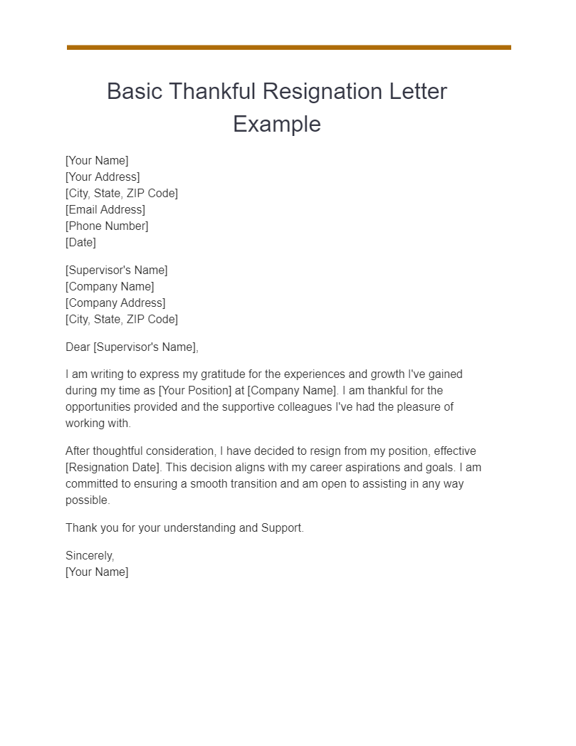 basic thankful resignation letter example