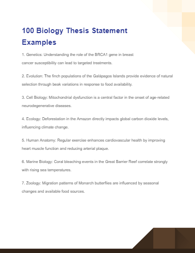 biology thesis statement examples