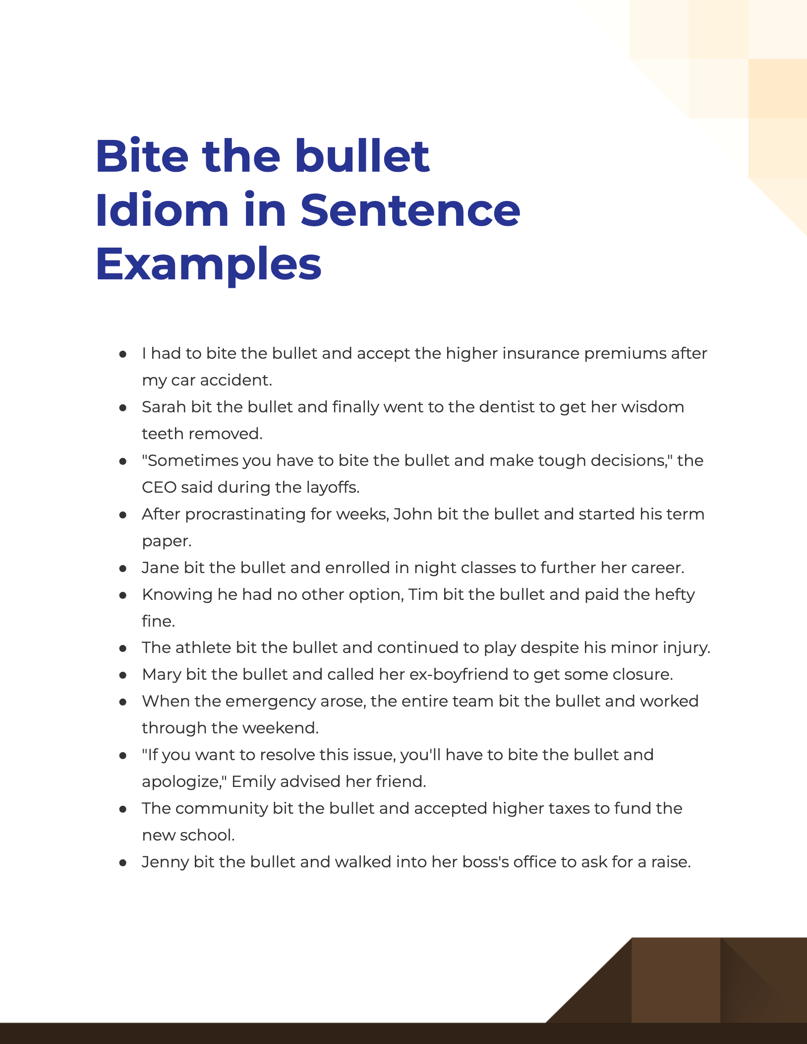Bite the bullet Idiom 19+ Examples, How to Use, PDF, Tips