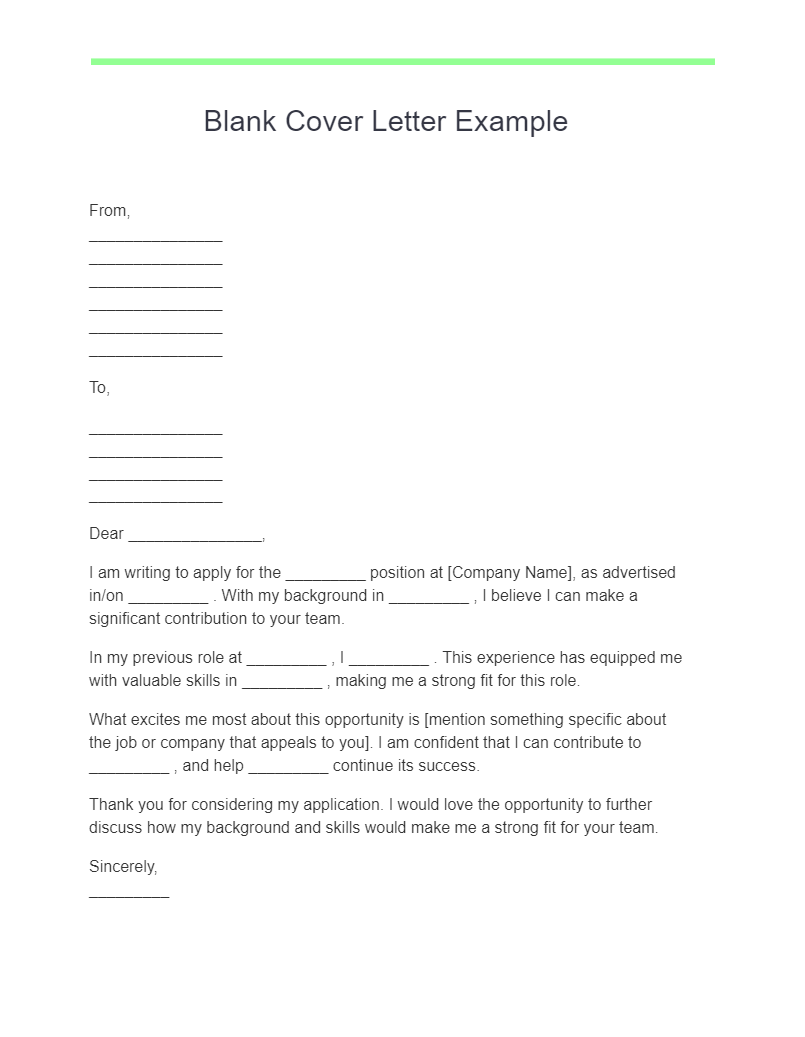 10 Blank Cover Letter Examples Copy And Paste How To Use Examples