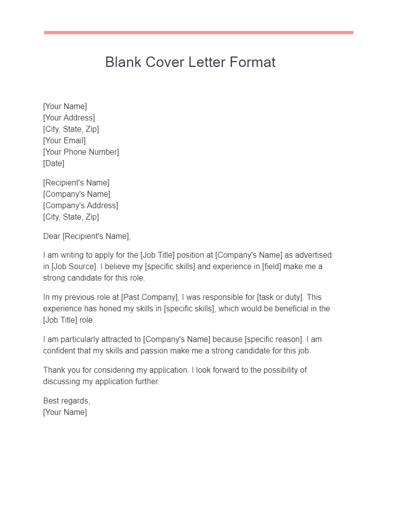 10+ Blank Cover Letter Examples, Copy & Paste, How to Use Examples