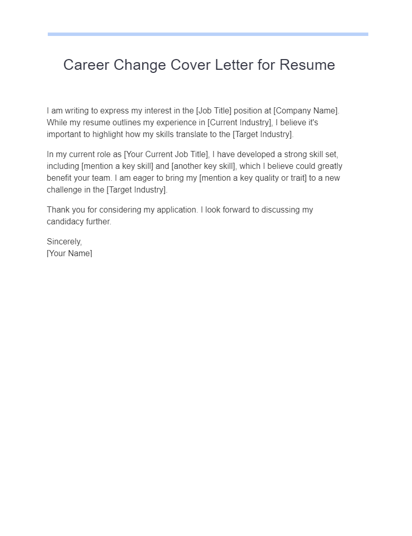 career change cover letter for resume