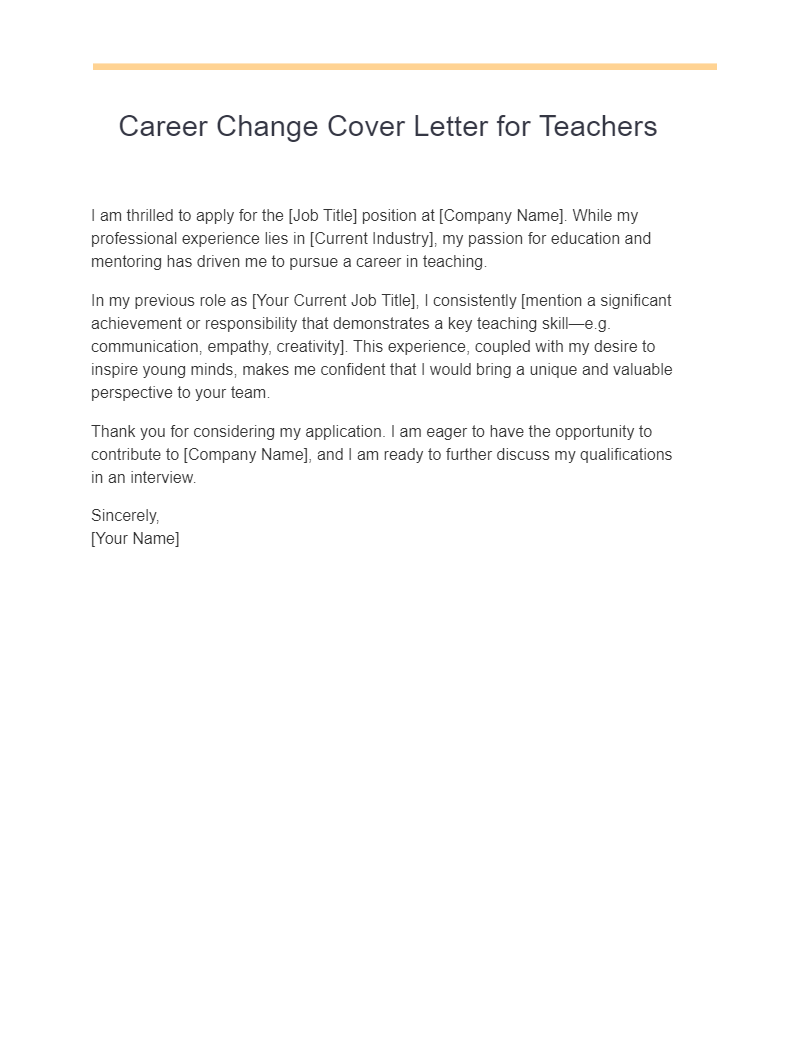 career change cover letter for teachers