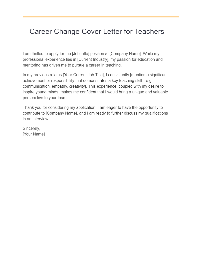 teaching career change cover letter