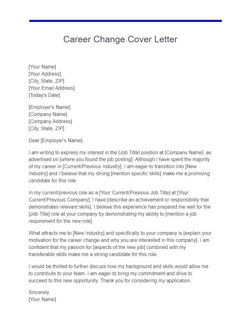 15+ Career Change Cover Letter Examples, How to Write, Tips | Examples