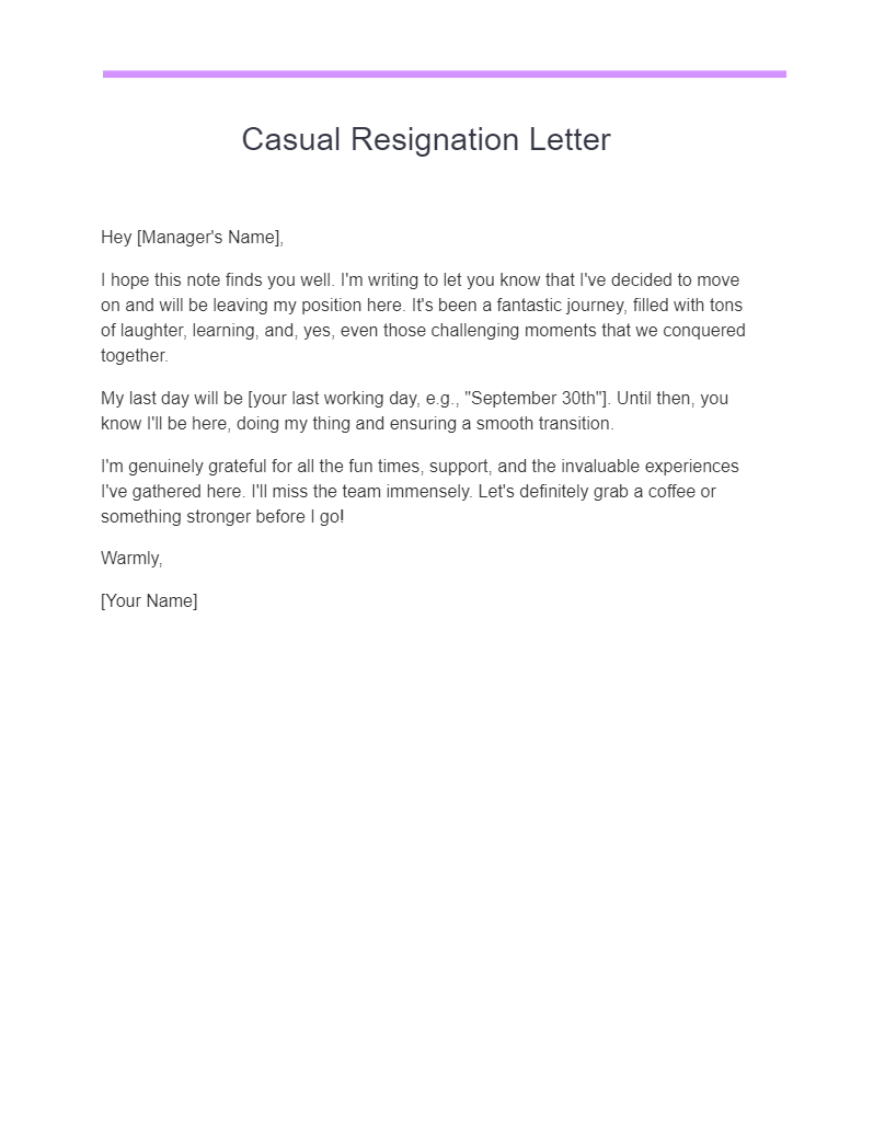 casual resignation letter