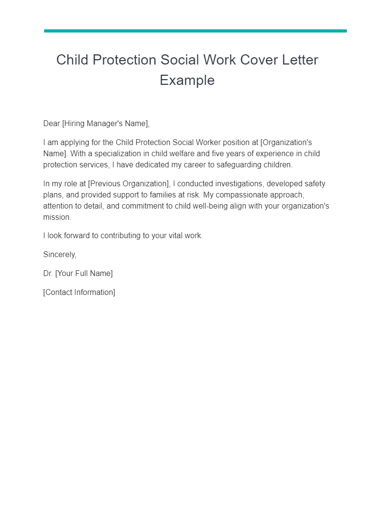 child protection social work cover letter example