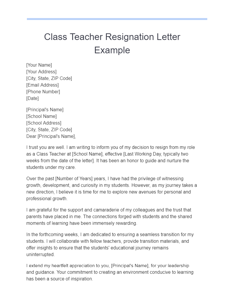 15+ Teacher Resignation Letter Examples, How to Write, Tips | Examples