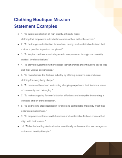 Mission Statement for Clothing Boutique - 49+ Examples, How to Create, PDF