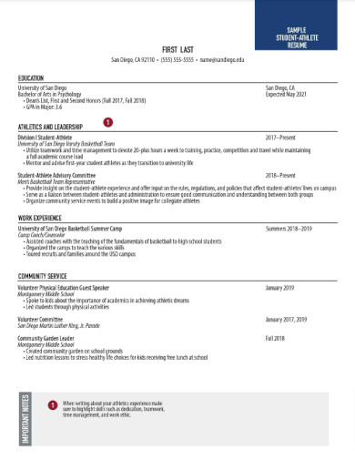 Student Athlete Resume - 10+ Examples, PDF, Tips