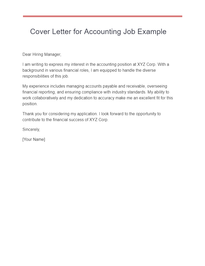 generic cover letter for accounting