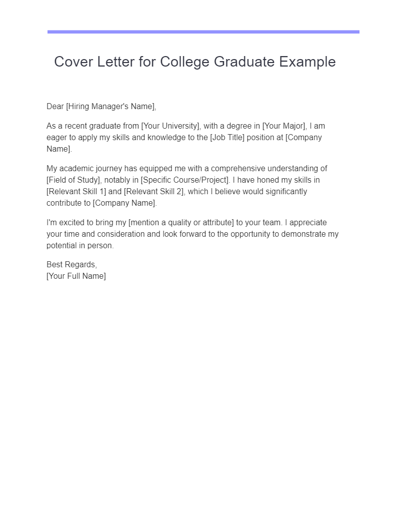 cover letter for college graduate example