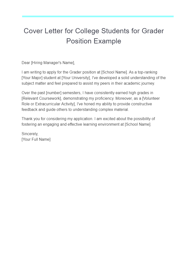 cover letter for college students for grader position example