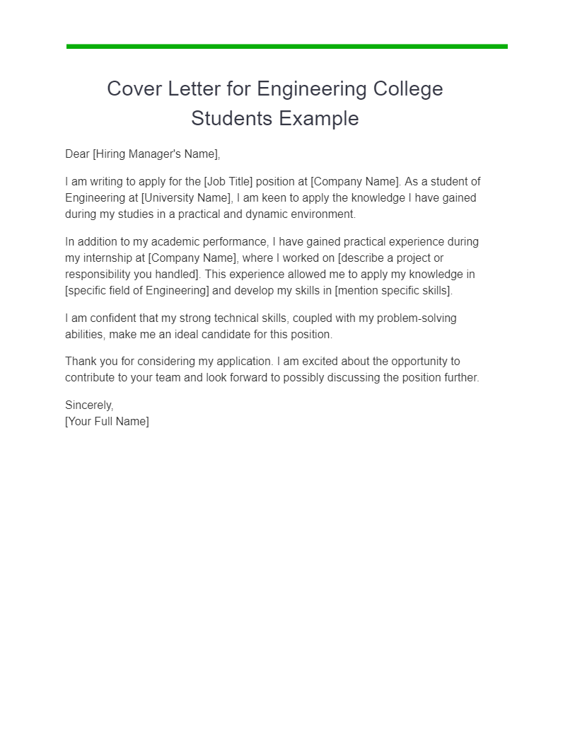 cover letter for college students