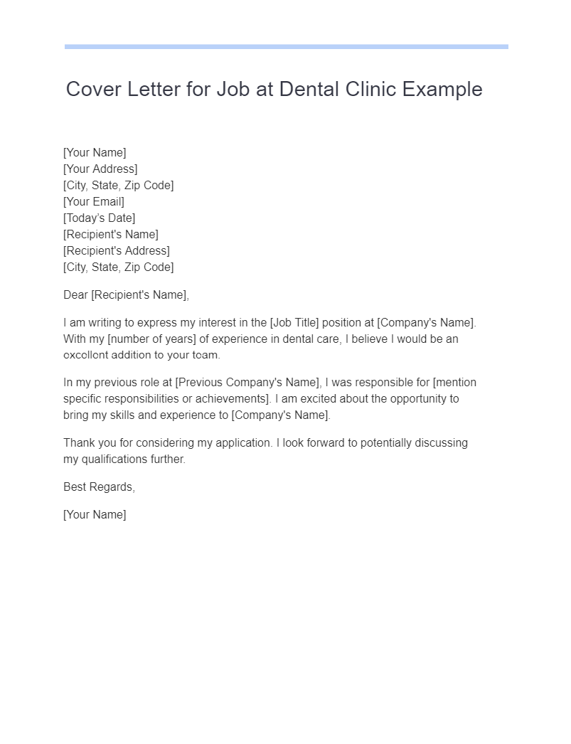 Dental Assistant Cover Letter - 13+ Examples, How to Write, PDF, Tips