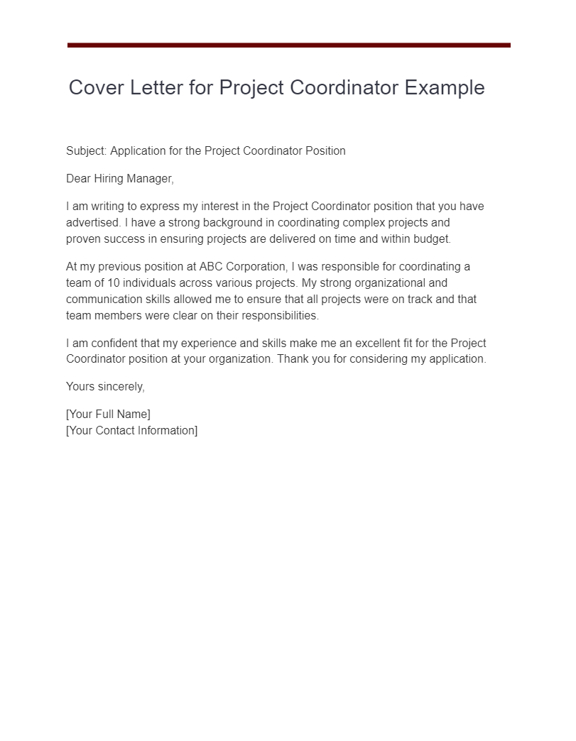 18+ Project Cover Letter Examples, How to Write, Tips Examples