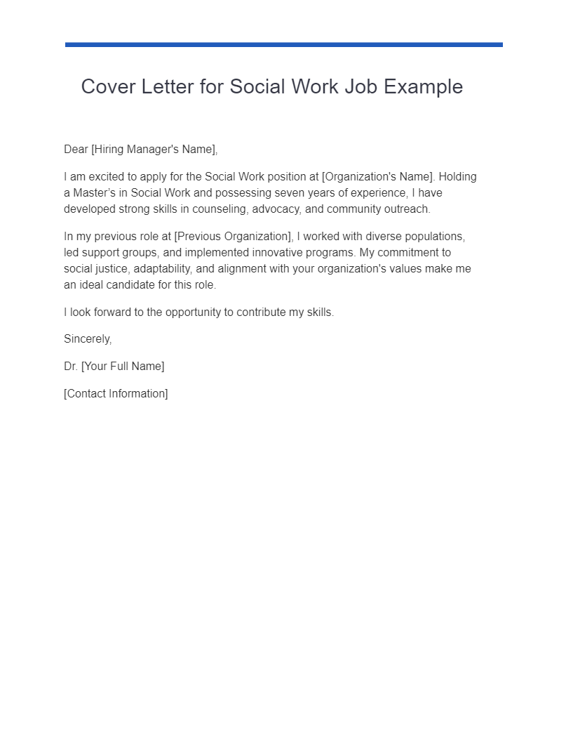 cover letter for social work job example