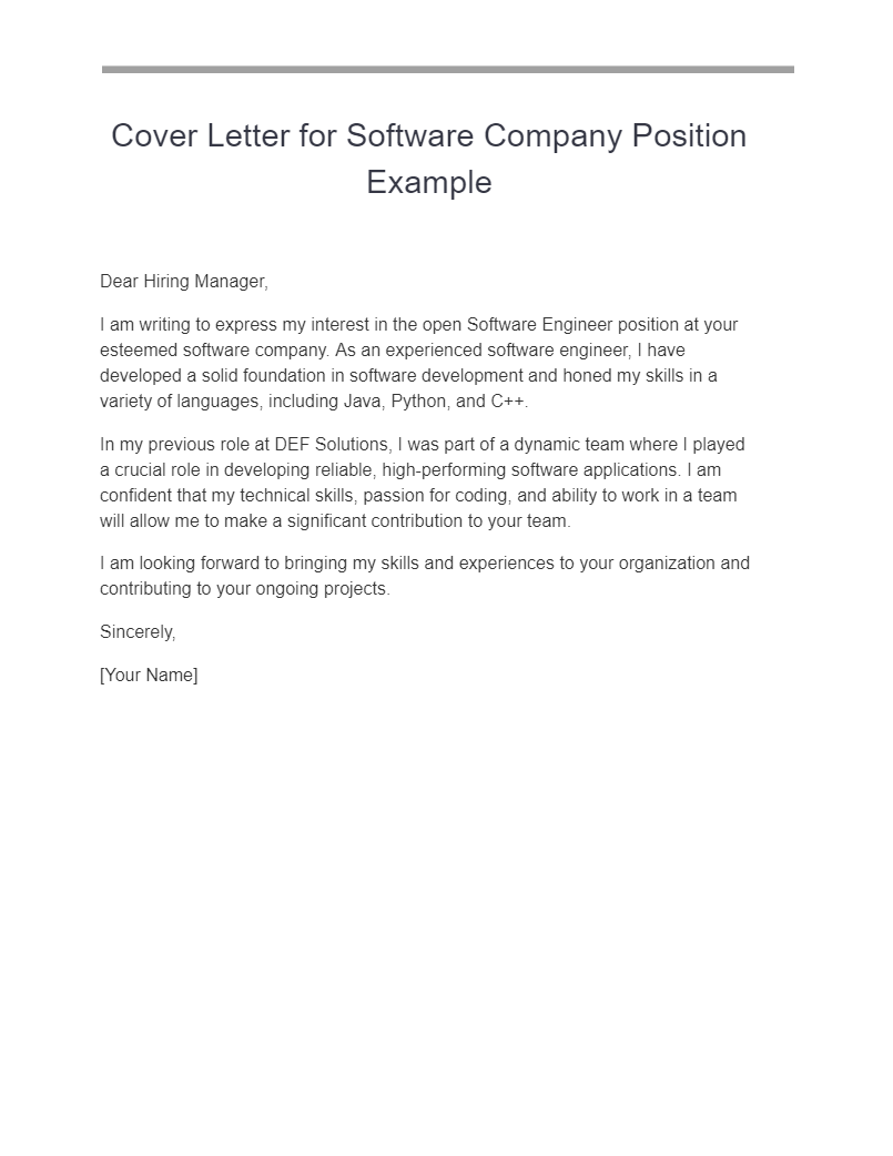 cover letter for software programming