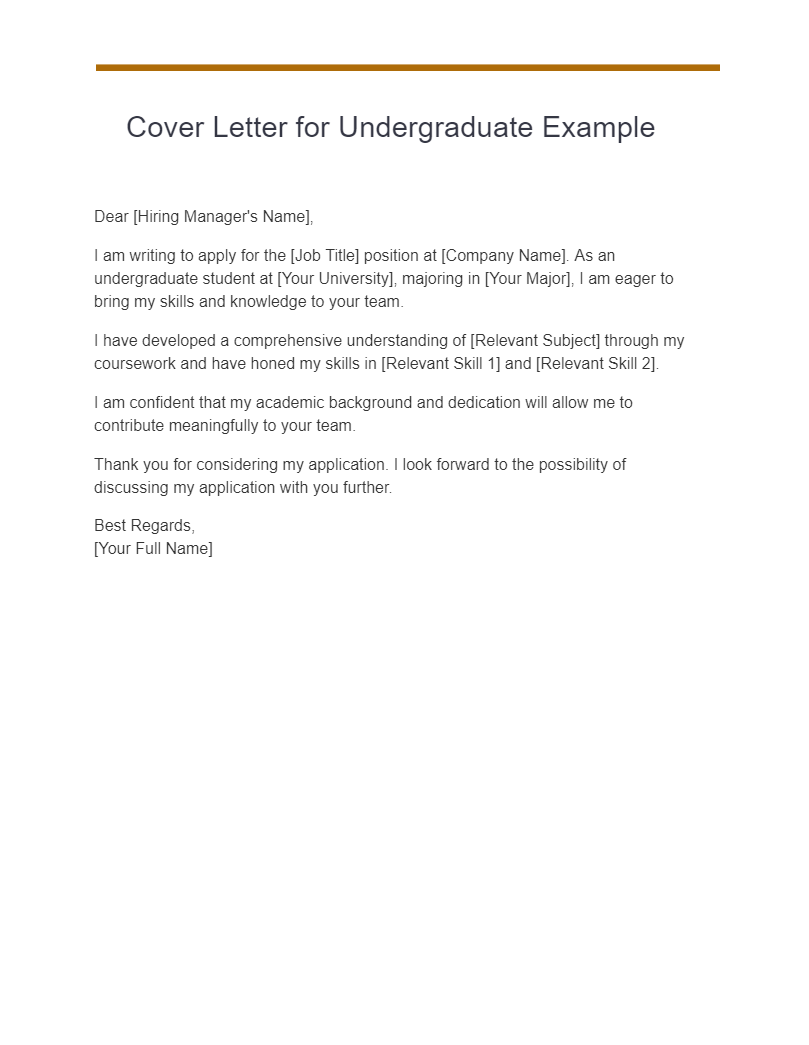 cover letter for undergraduate example