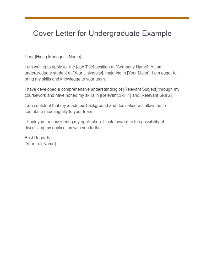 best cover letter for college student