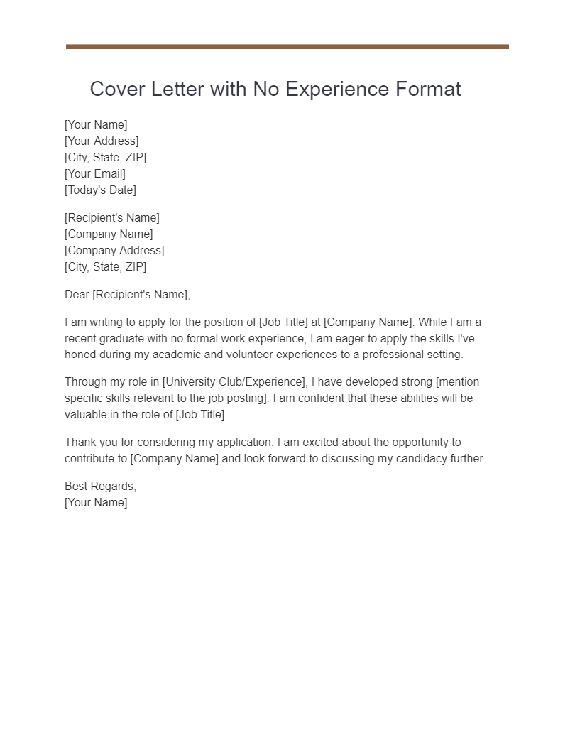 cover letter with no experience format
