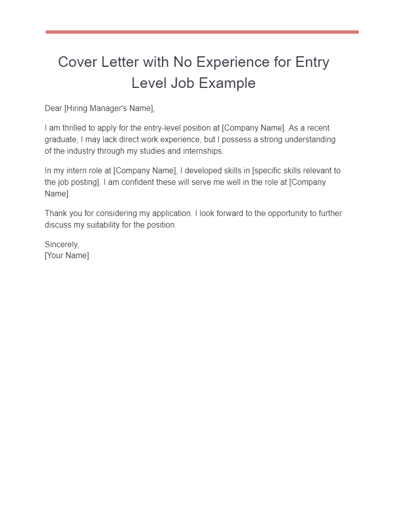 Cover Letter With No Experience 15 Examples How To Write PDF Tips