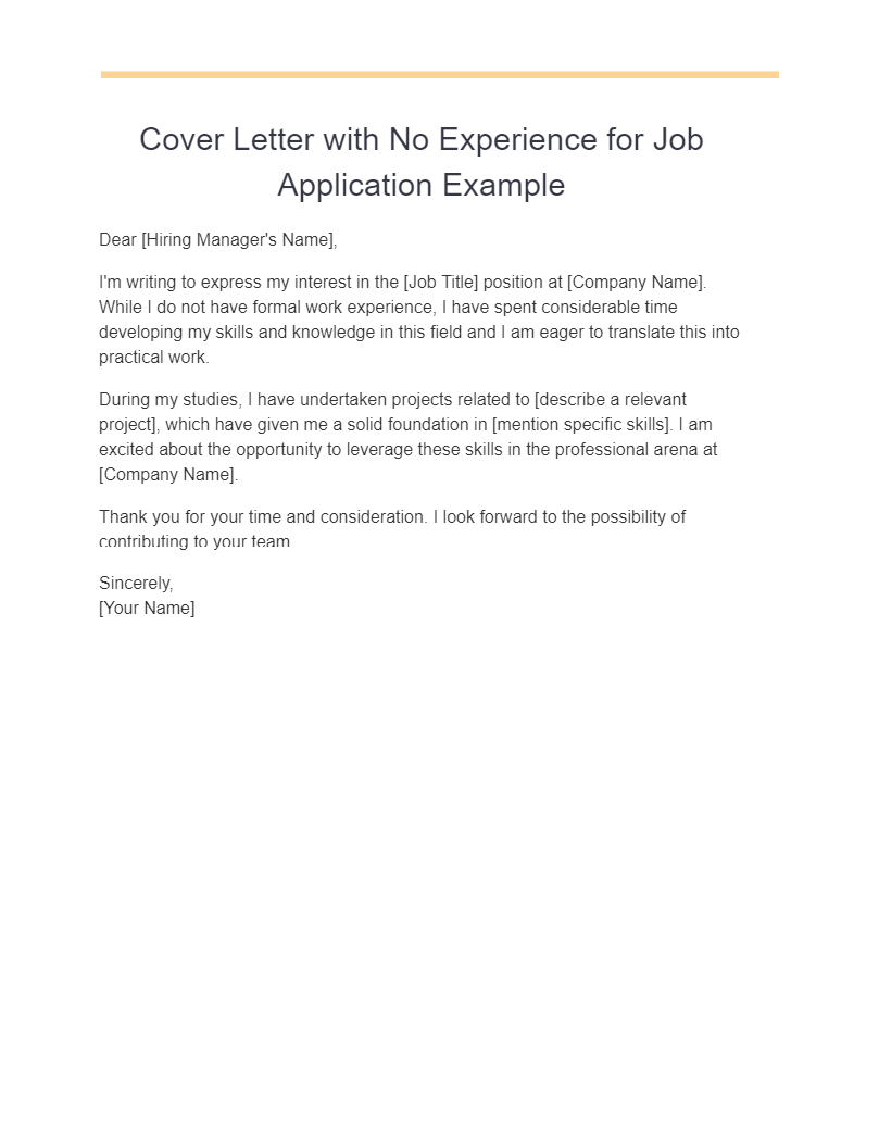 cover letter with no experience for job application example