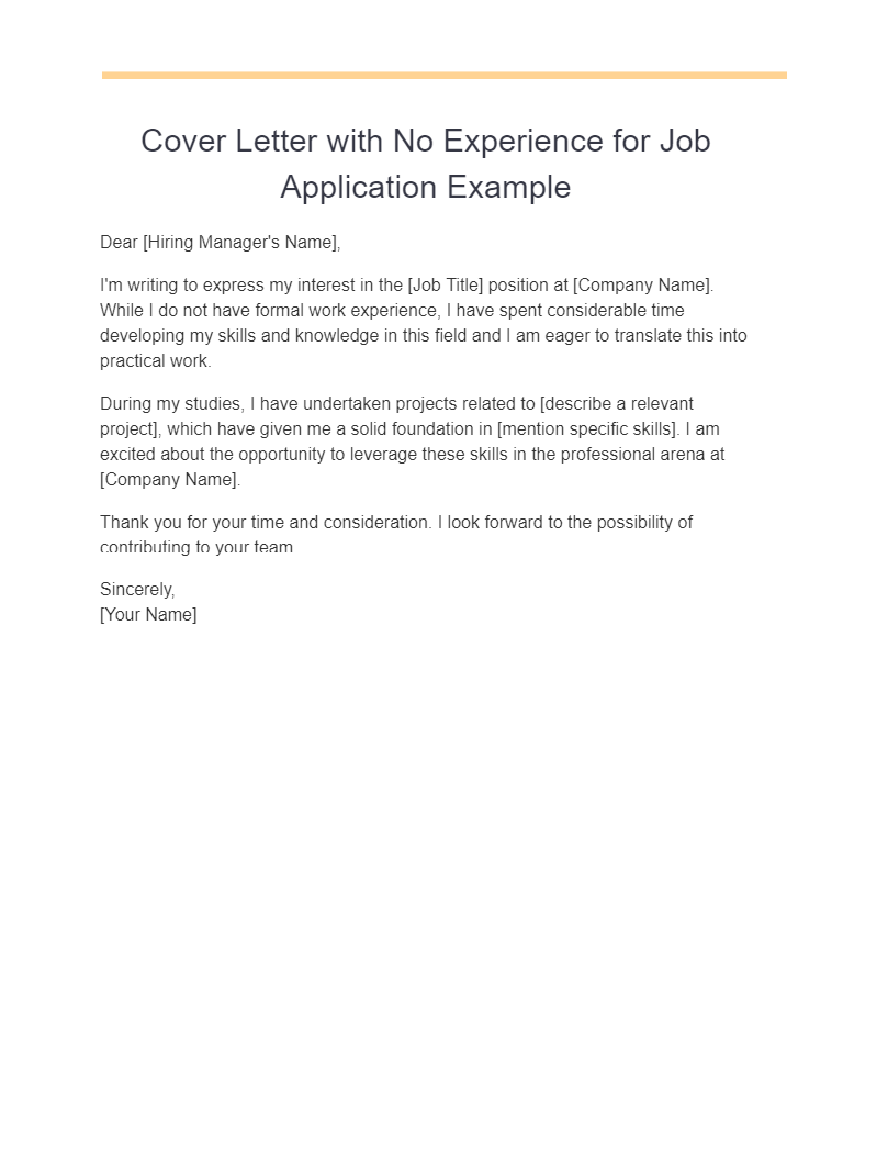 cover letter examples no work experience