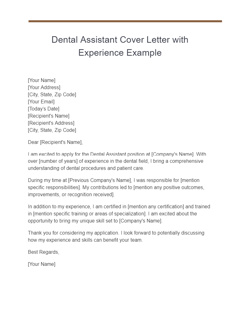 Dental assistant deals cover letter