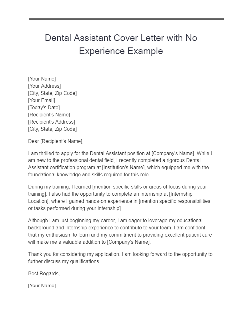 cover letter for dental nurse no experience