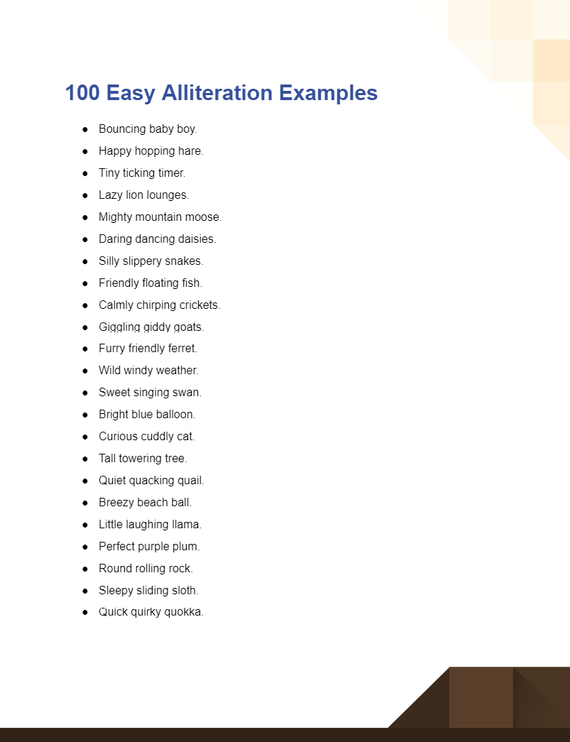 Easy Alliteration Examples