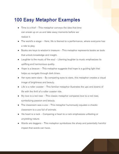 easy metaphor examples