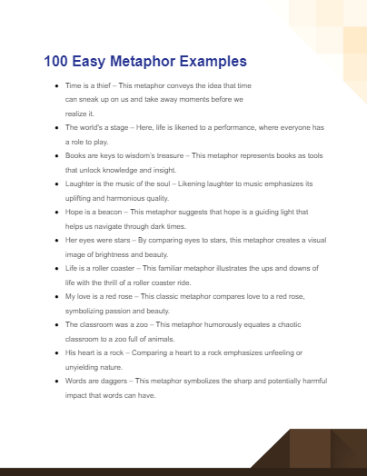 Easy Metaphor Examples