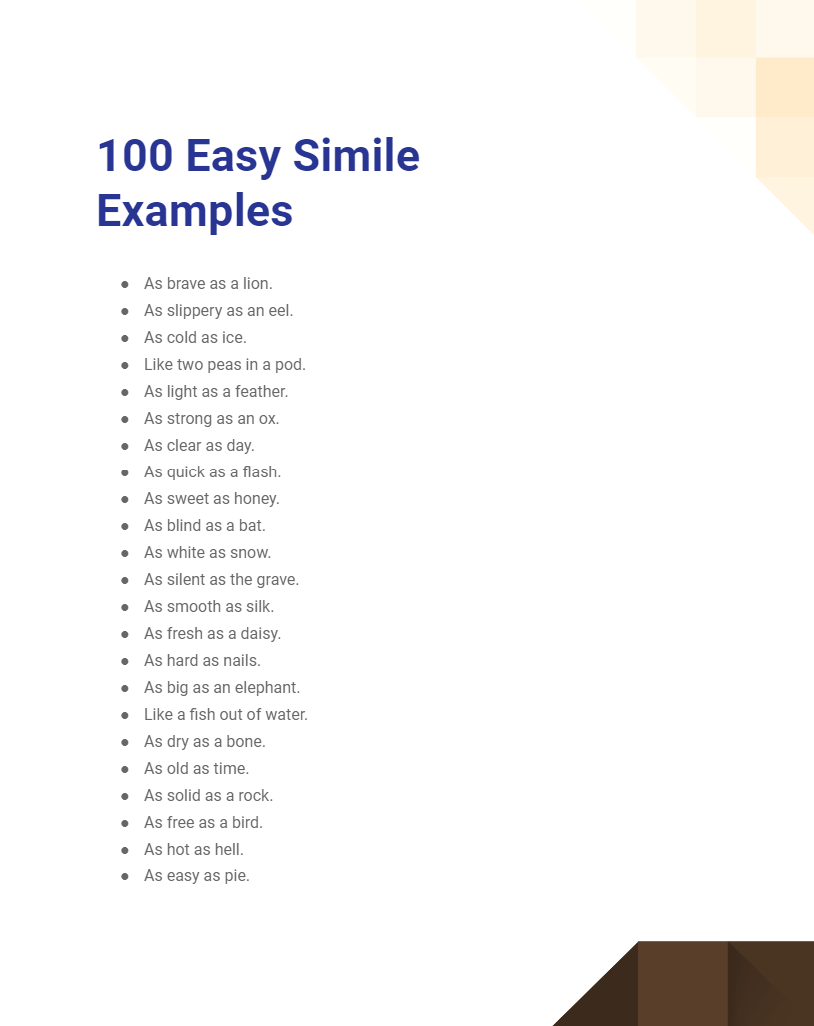 Easy Simile 99 Examples How To Write PDF Tips